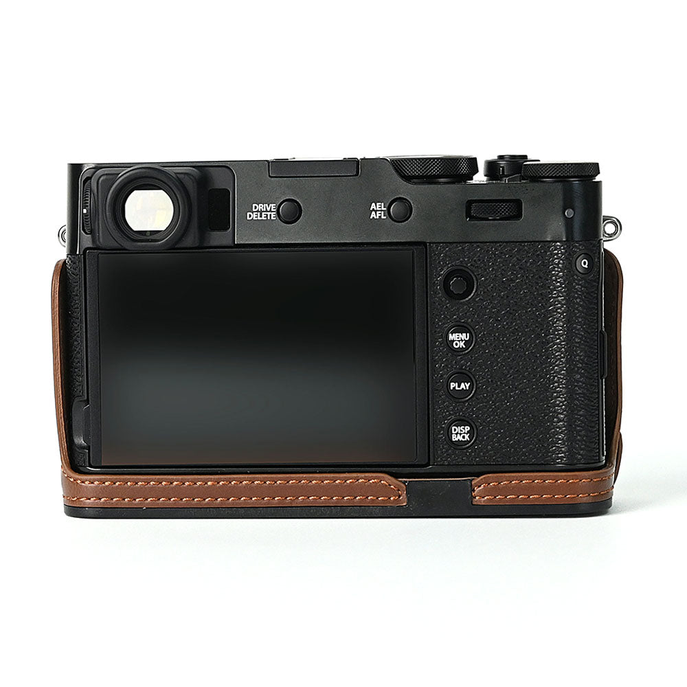 For Fuji X100V Bottom Case Battery Opening Design PU Leather Camera Half Body Cover + Wrist Strap For Fuji X100V Bottom Case Battery Opening Design PU Leather Camera Half Body Cover + Wrist Strap